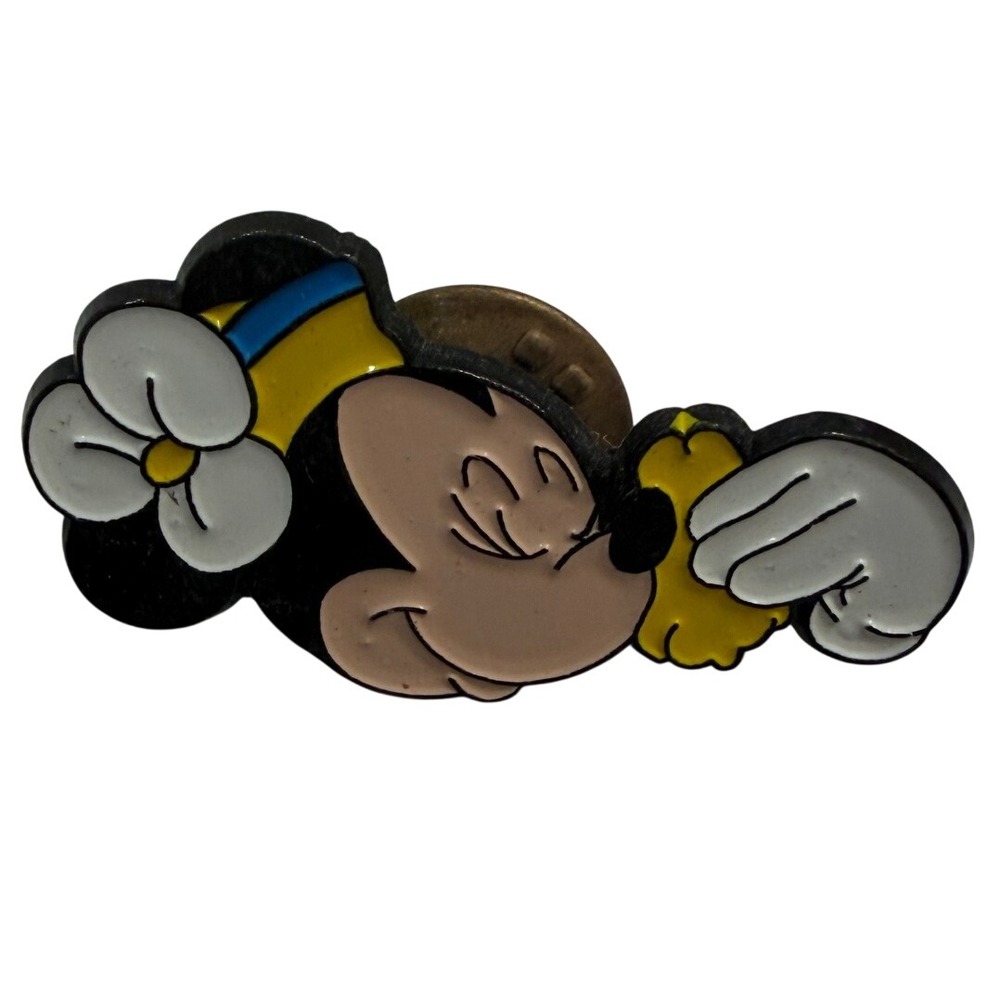 Disney Minnie Mouse Enamel Pin Vintage Style Flower Hat Collectible Lapel Pin